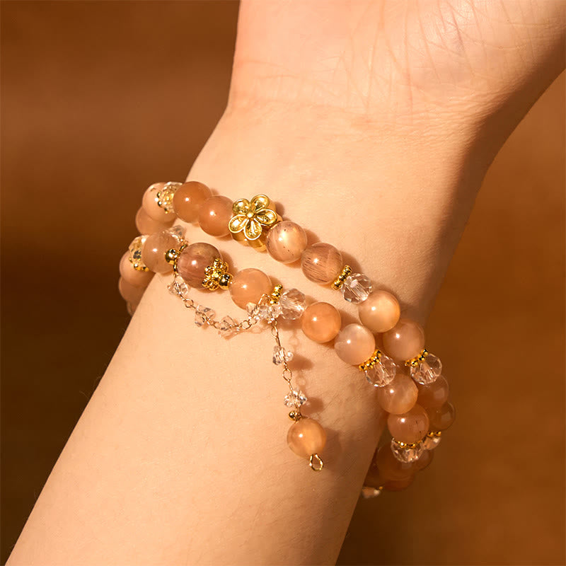 Buddha Stones Sun Stone Crystal Peach Blossom Wealth Double Wrap Bracelet - image 2