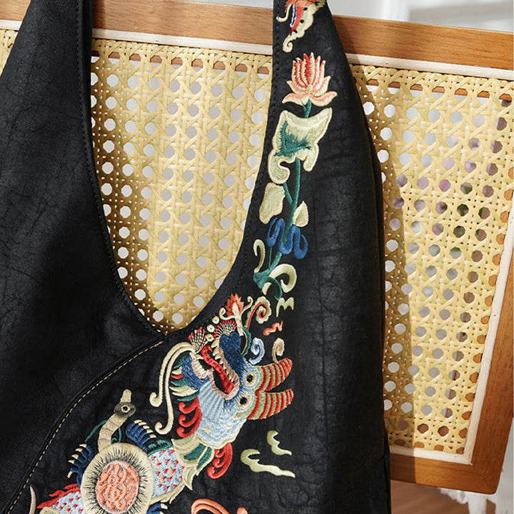 Buddha Stones Fish Flower Phoenix Embroidery Xiangyunsha Silk Shoulder Bag - image 7