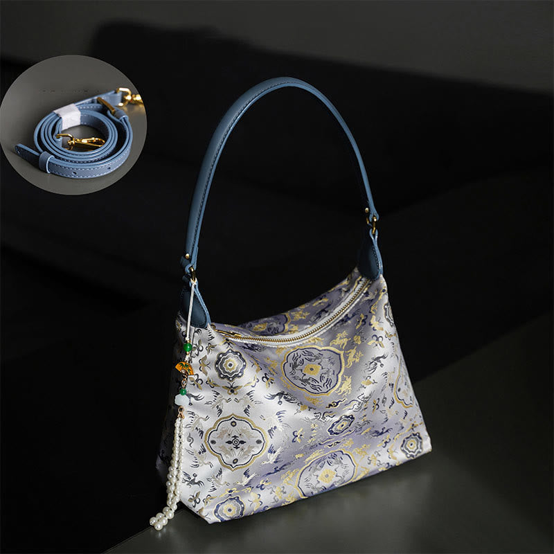 Buddha Stones Lotus Bamboo Crane Deer Butterfly Mountain Xiangyunsha Silk Song Brocade Crossbody Bag Shoulder Bag  - image 12