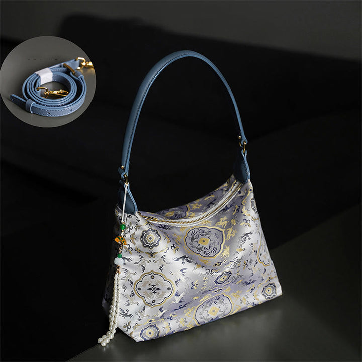 Buddha Stones Lotus Bamboo Crane Deer Butterfly Mountain Xiangyunsha Silk Song Brocade Crossbody Bag Shoulder Bag  - image 12