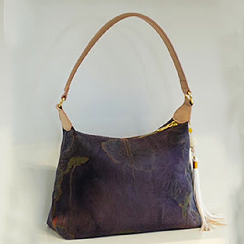 Buddha Stones Lotus Bamboo Crane Deer Butterfly Mountain Xiangyunsha Silk Song Brocade Crossbody Bag Shoulder Bag  - image 4