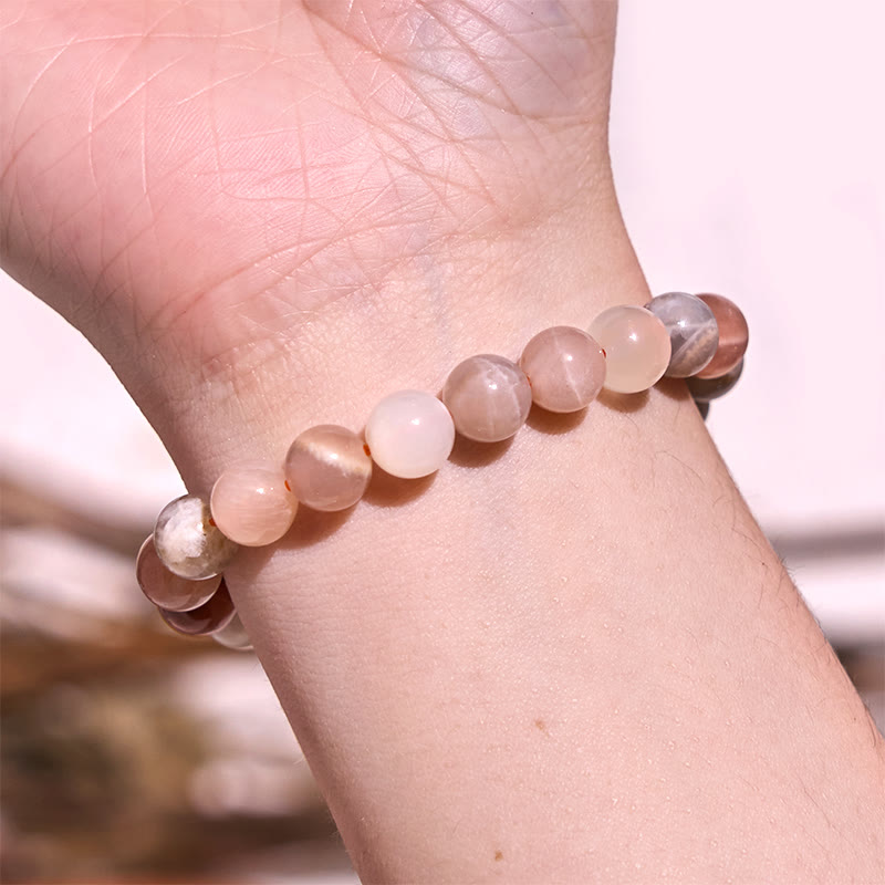 Buddha Stone Peach Moonstone Healing Bracelet - image 1