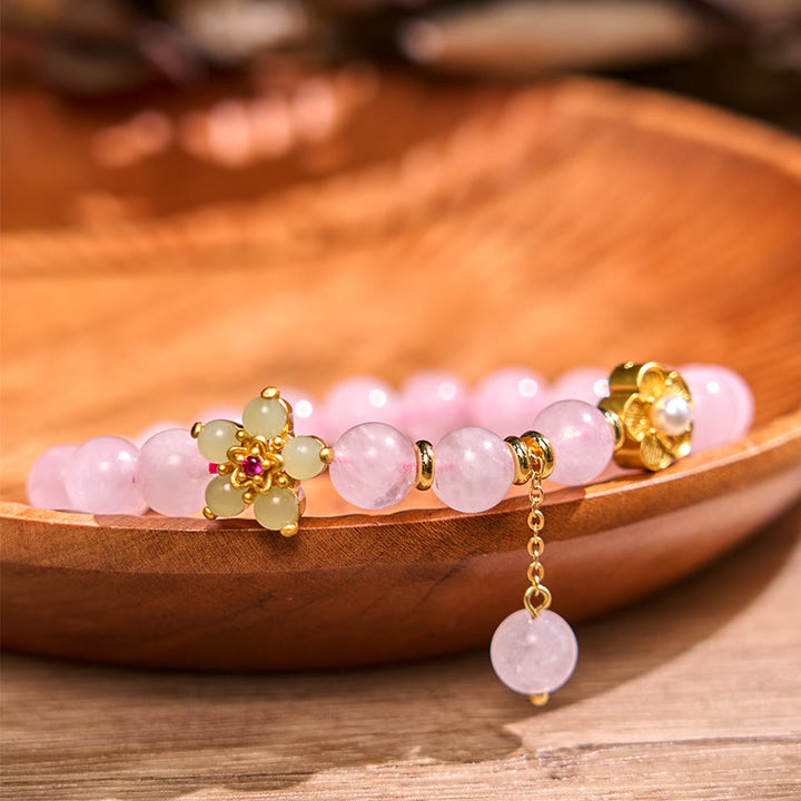 Buddha Stones Pink Crystal Citrine Flower Warmth Bracelet - Pink Crystal(Wrist Circumference: 14-16cm) - image 0