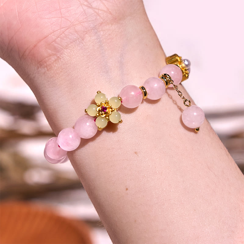 Buddha Stones Pink Crystal Citrine Flower Warmth Bracelet - image 2
