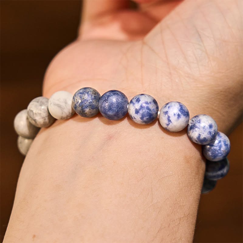Buddha Stones Sodalite Picasso Jasper White Turquoise Intuition Bracelet - image 4