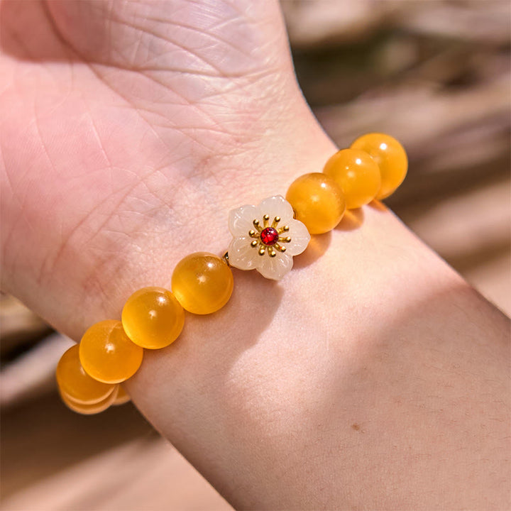 Buddha Stones Cat's Eye Chrysoberyl Flower Love Bracelet - image 18