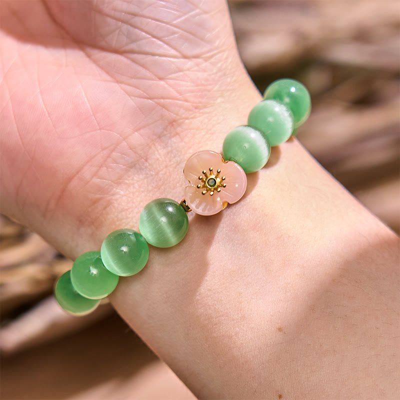 Buddha Stones Cat's Eye Chrysoberyl Flower Love Bracelet - image 11