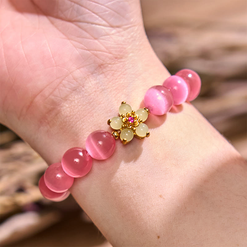 Buddha Stones Cat's Eye Chrysoberyl Flower Love Bracelet - image 25