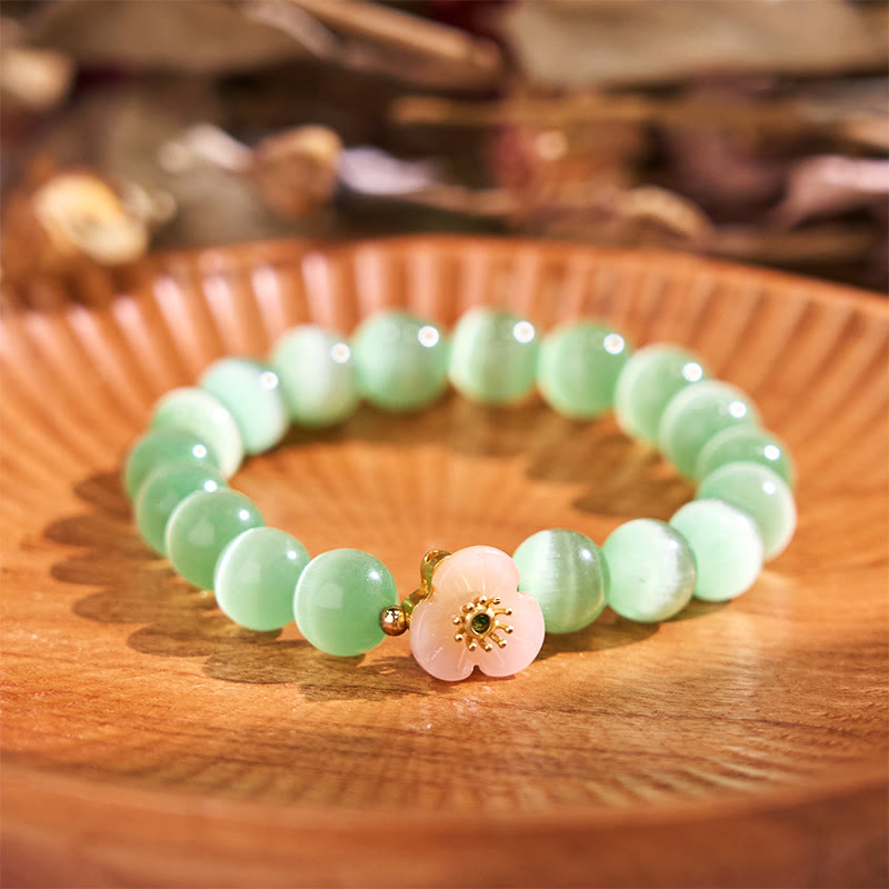 Buddha Stones Cat's Eye Chrysoberyl Flower Love Bracelet - Green Cat's Eye(Wrist Circumference: 14-17cm) - image 9