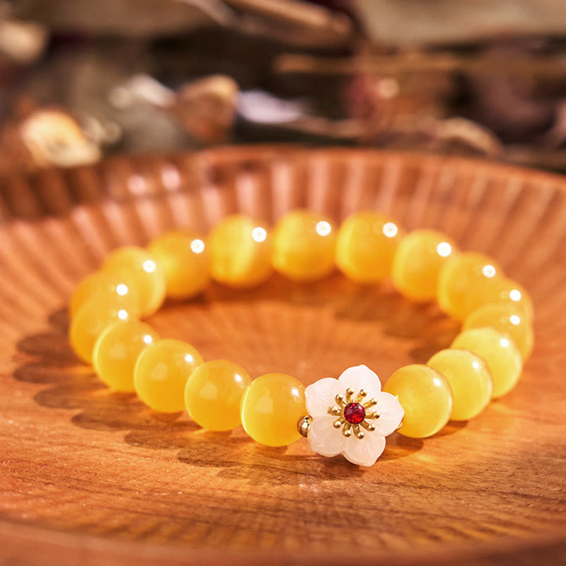 Buddha Stones Cat's Eye Chrysoberyl Flower Love Bracelet - Yellow Cat's Eye(Wrist Circumference: 14-17cm) - image 16