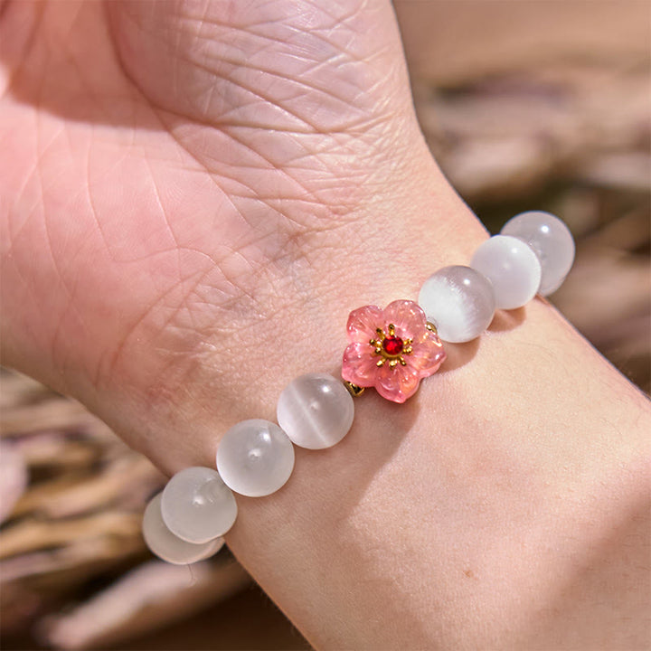 Buddha Stones Cat's Eye Chrysoberyl Flower Love Bracelet - image 3