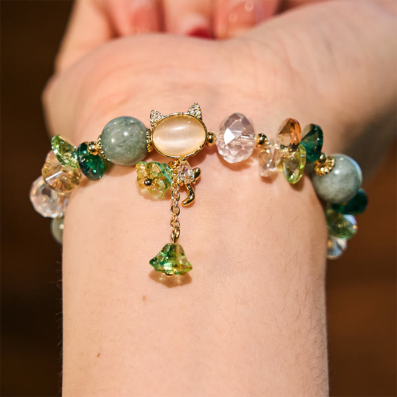 Buddha Stones Amethyst Green Crystal Red Crystal Cat Balance Bracelet - image 11
