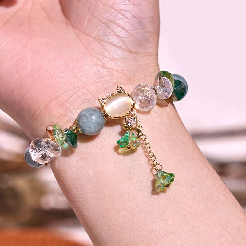 Buddha Stones Amethyst Green Crystal Red Crystal Cat Balance Bracelet - image 10