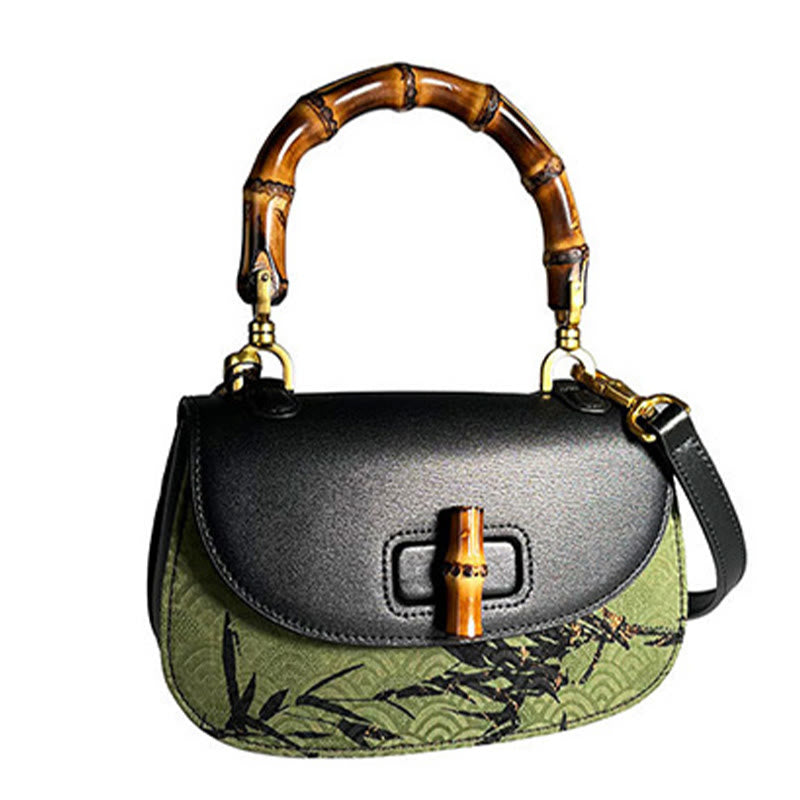 Buddha Stones Curve Bamboo Handle Xiangyunsha Silk Crossbody Bag Hangbags - image 7