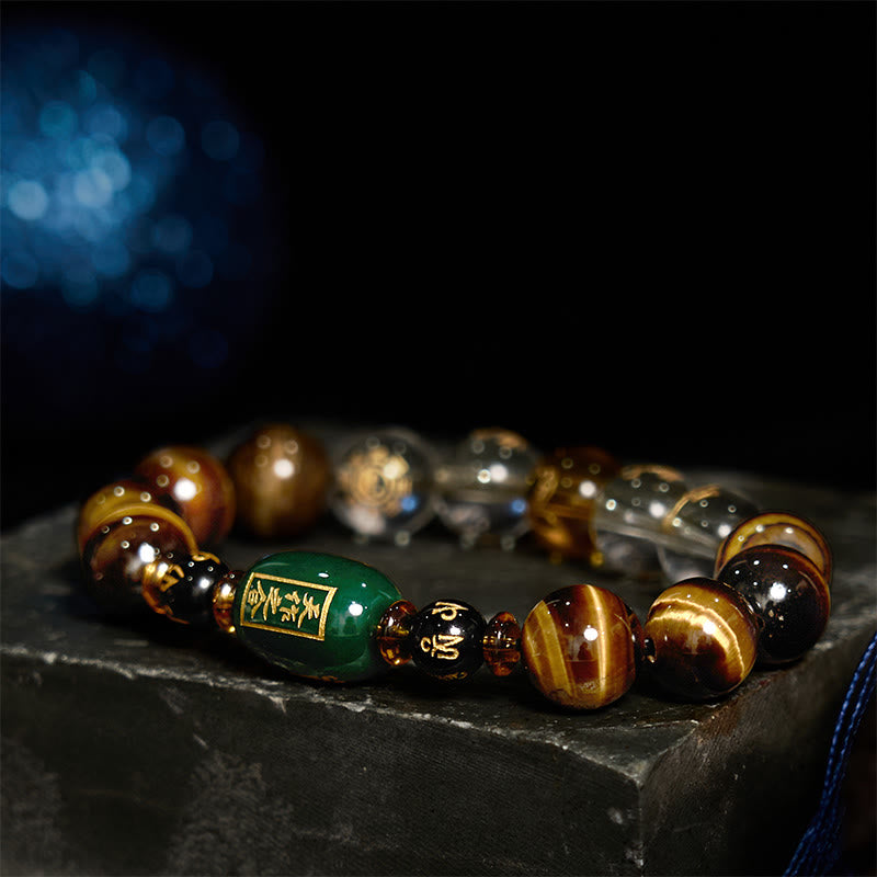 Buddha Stones Chinese Zodiac Tiger Eye White Crystal Courage Bracelet - image 2