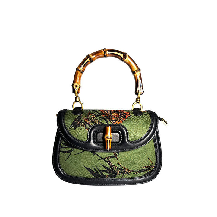 Buddha Stones Curve Flower Bamboo Handle Xiangyunsha Silk Crossbody Bag Hangbags - image 6