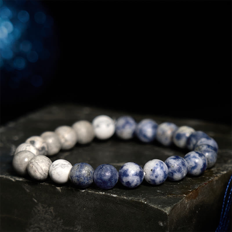 Buddha Stones Sodalite Picasso Jasper White Turquoise Intuition Bracelet - image 1