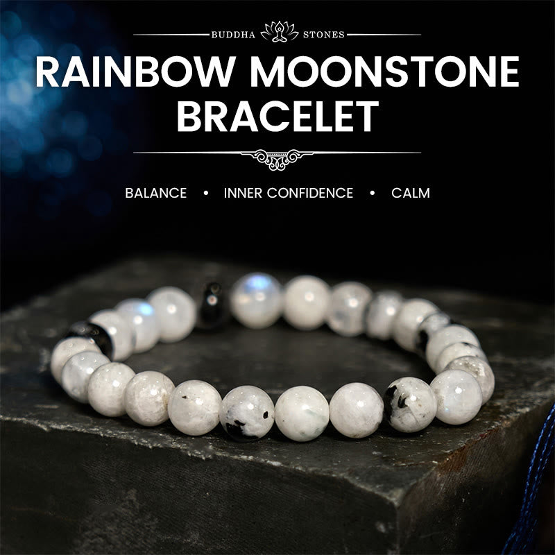 Buddha Stones Rainbow Moonstone Harmony Bracelet - Rainbow Moonstone(Wrist Circumference: 14-16cm) - image 0