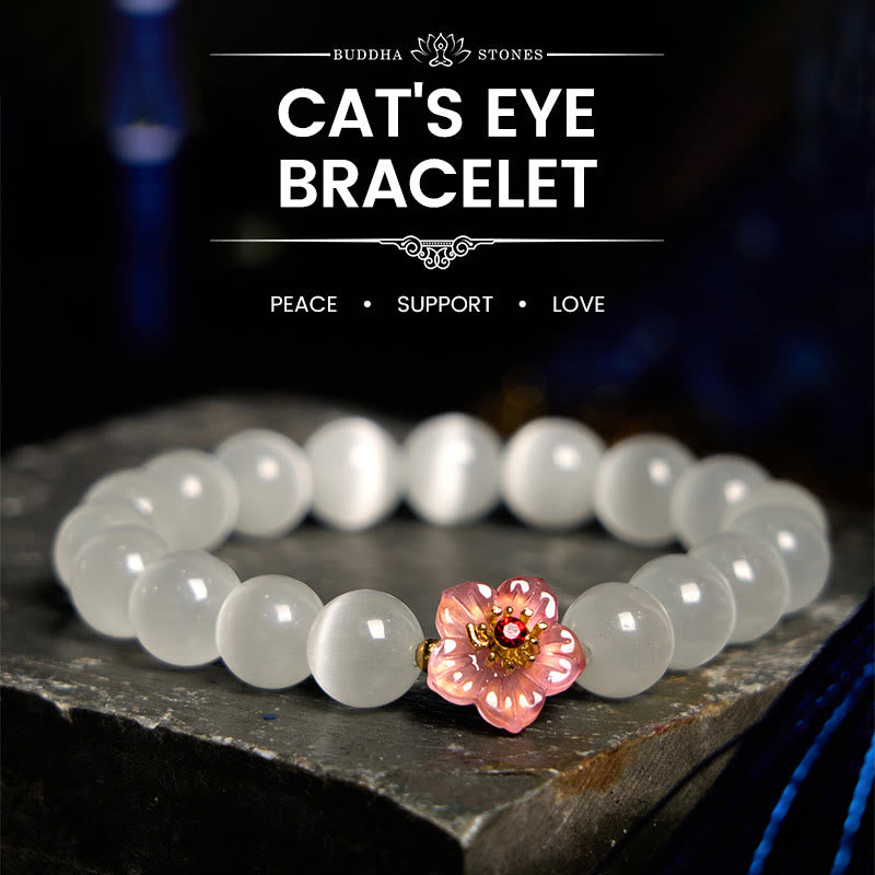 Buddha Stones Cat's Eye Chrysoberyl Flower Love Bracelet - image 0
