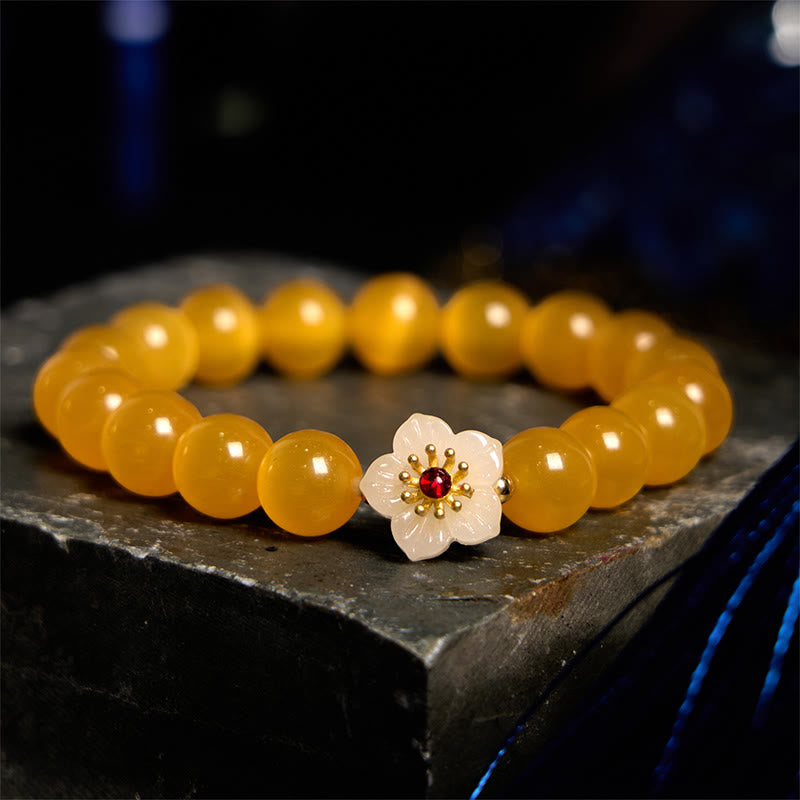 Buddha Stones Cat's Eye Chrysoberyl Flower Love Bracelet - Yellow Cat's Eye(Wrist Circumference: 14-17cm) - image 14