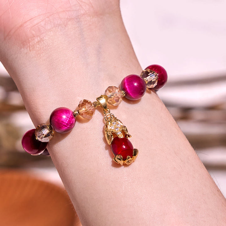 Buddha Stones Red Tiger Eye PiXiu Fox Protection Self Confidence Bracelet - image 4