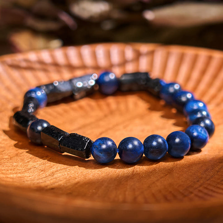 Buddha Stones Blue Tiger Eye Black Tourmaline Strength Bracelet - Blue Tiger Eye Black Tourmaline(Wrist Circumference: 14-16cm) - image 0