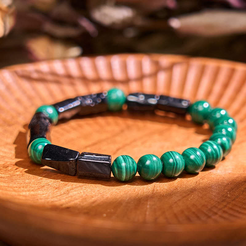 Buddha Stones Malachite Black Tourmaline Purity Bracelet - Malachite Black Tourmaline(Wrist Circumference: 14-16cm) - image 0