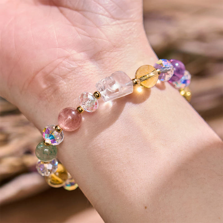 Buddha Stones PiXiu White Crystal Citrine Green Strawberry Quartz Amethyst Luck Bracelet - image 5