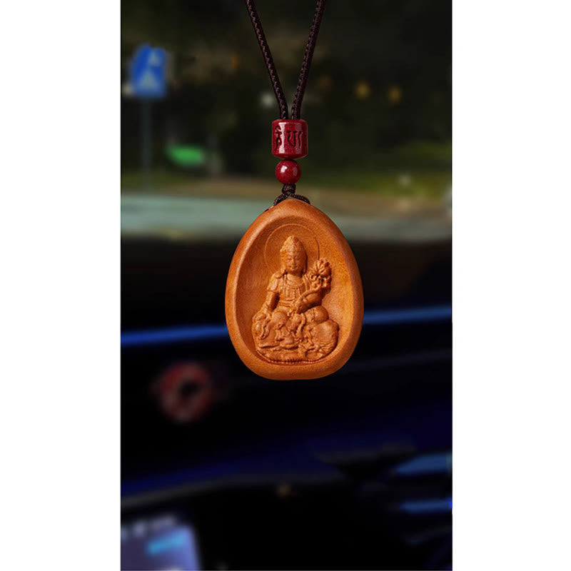 Buddha Stones Peach Wood Cinnabar Om Mani Padme Hum Chinese Zodiac Black String Necklace Pendants - image 14