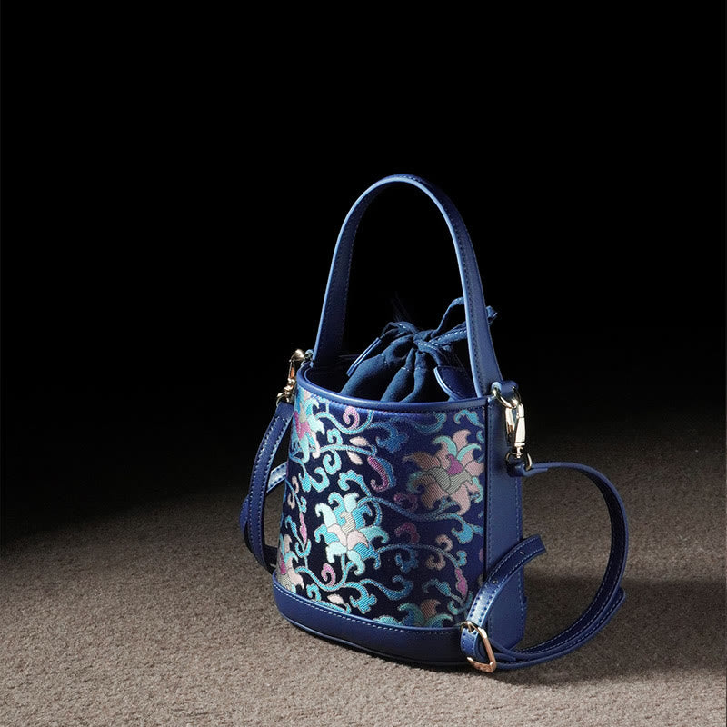 Buddha Stones Retro Lotus Entwined Branches Song Brocade Crossbody Bag Hangbags - image 9
