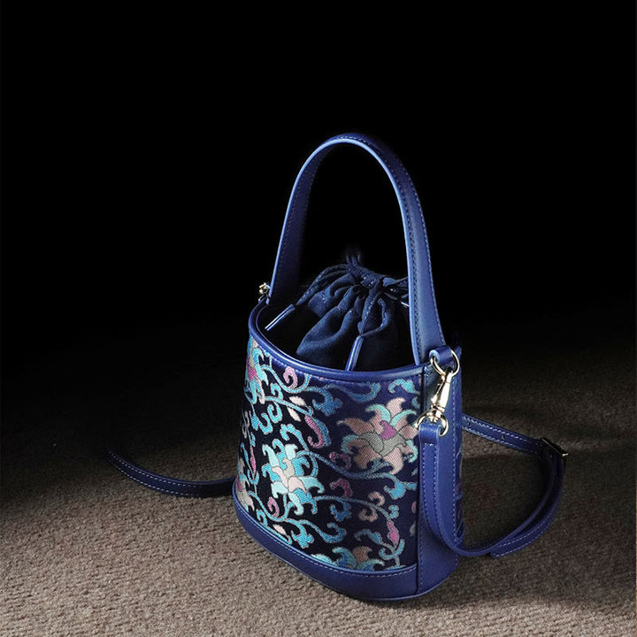 Buddha Stones Retro Lotus Entwined Branches Song Brocade Crossbody Bag Hangbags - image 6