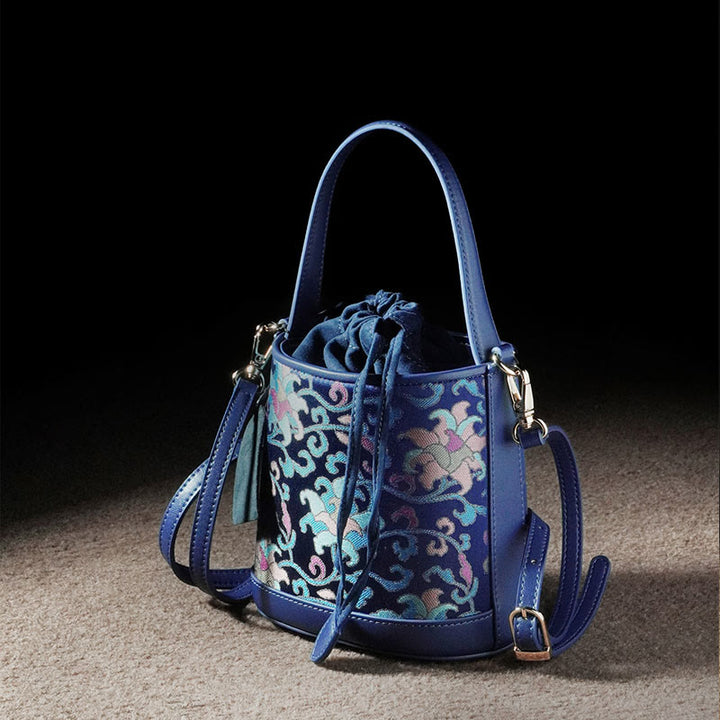 Buddha Stones Retro Lotus Entwined Branches Song Brocade Crossbody Bag Hangbags - image 3