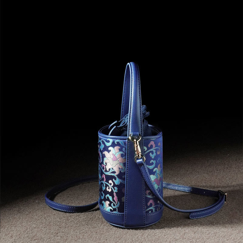 Buddha Stones Retro Lotus Entwined Branches Song Brocade Crossbody Bag Hangbags - image 10