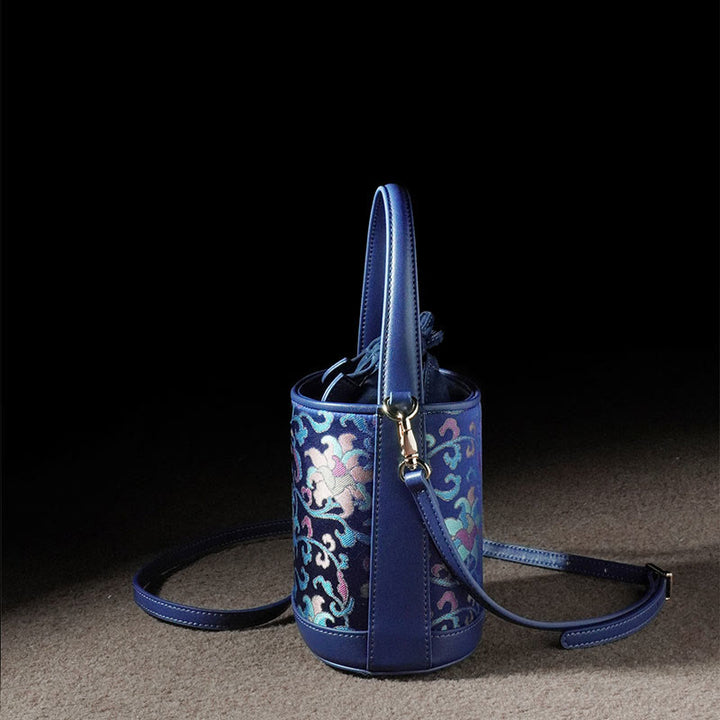 Buddha Stones Retro Lotus Entwined Branches Song Brocade Crossbody Bag Hangbags - image 10
