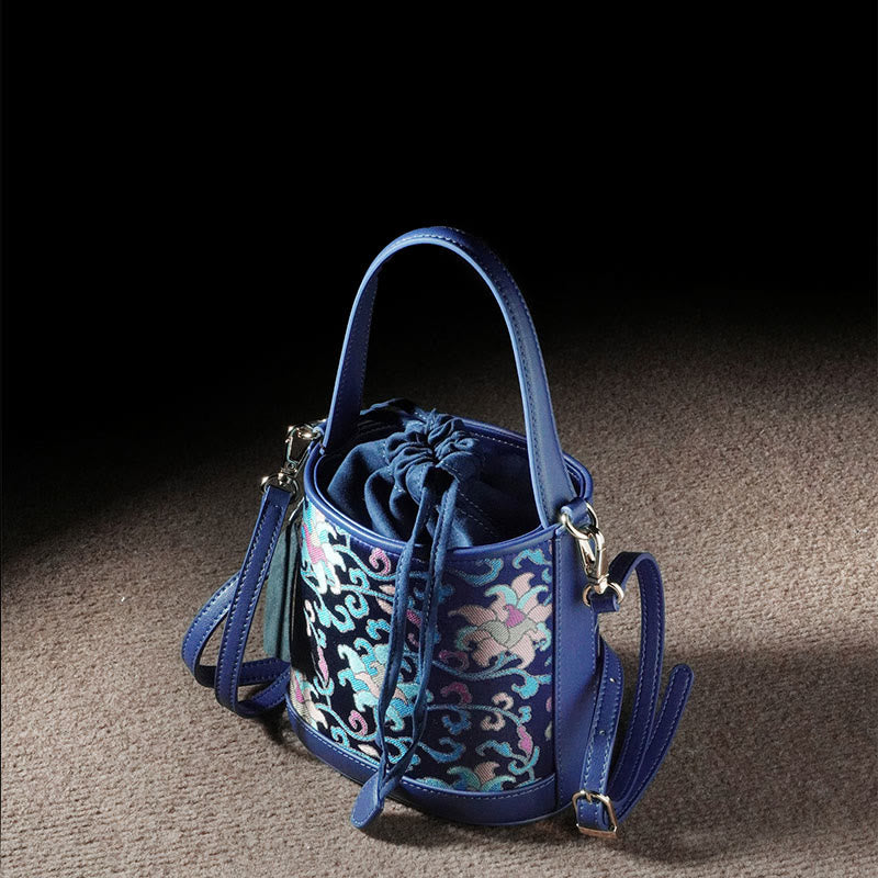 Buddha Stones Retro Lotus Entwined Branches Song Brocade Crossbody Bag Hangbags - image 5
