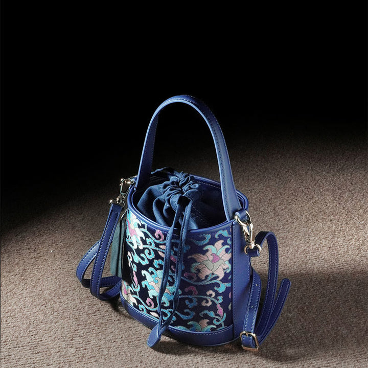Buddha Stones Retro Lotus Entwined Branches Song Brocade Crossbody Bag Hangbags - image 5