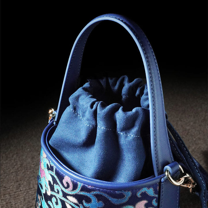 Buddha Stones Retro Lotus Entwined Branches Song Brocade Crossbody Bag Hangbags - image 17