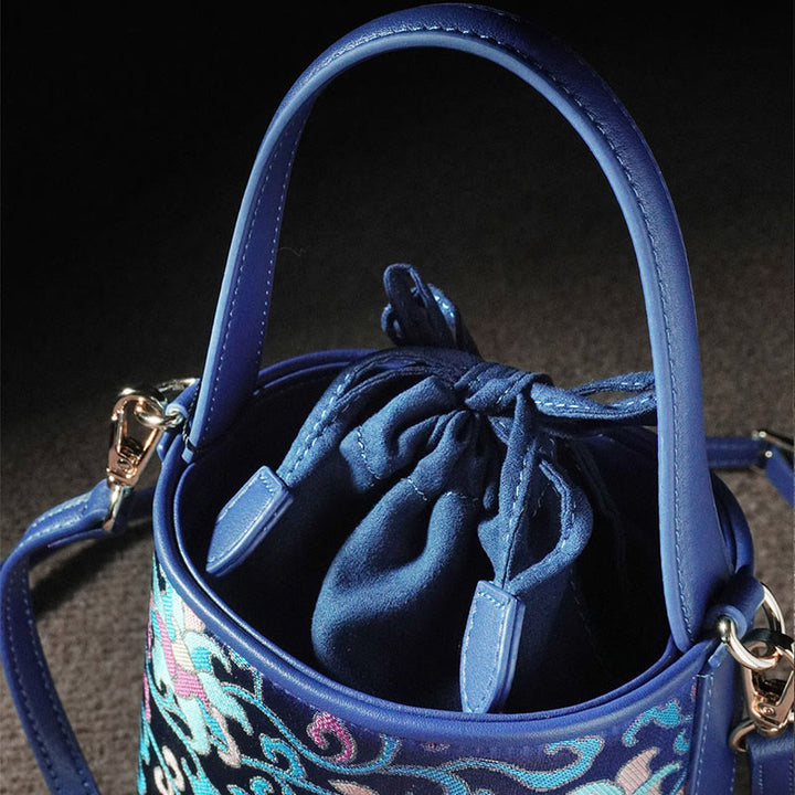 Buddha Stones Retro Lotus Entwined Branches Song Brocade Crossbody Bag Hangbags - image 16