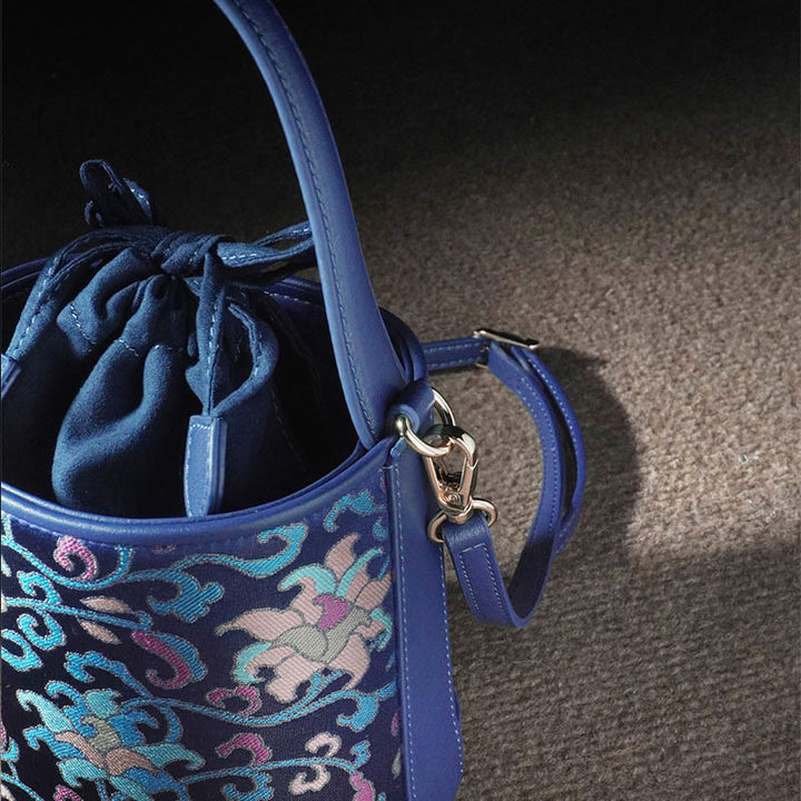 Buddha Stones Retro Lotus Entwined Branches Song Brocade Crossbody Bag Hangbags - image 19