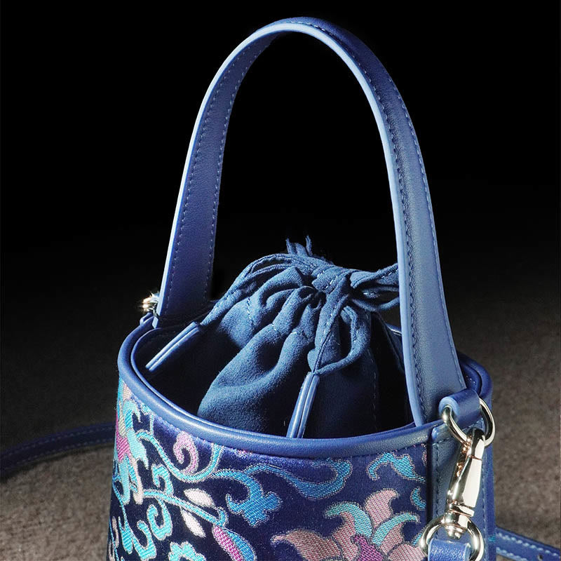 Buddha Stones Retro Lotus Entwined Branches Song Brocade Crossbody Bag Hangbags - image 18