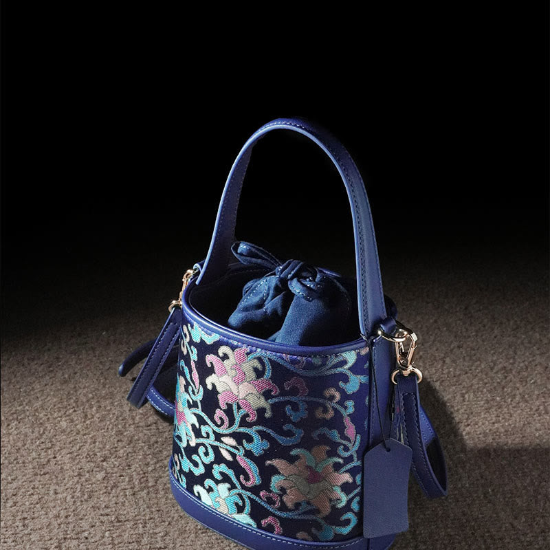 Buddha Stones Retro Lotus Entwined Branches Song Brocade Crossbody Bag Hangbags - image 2