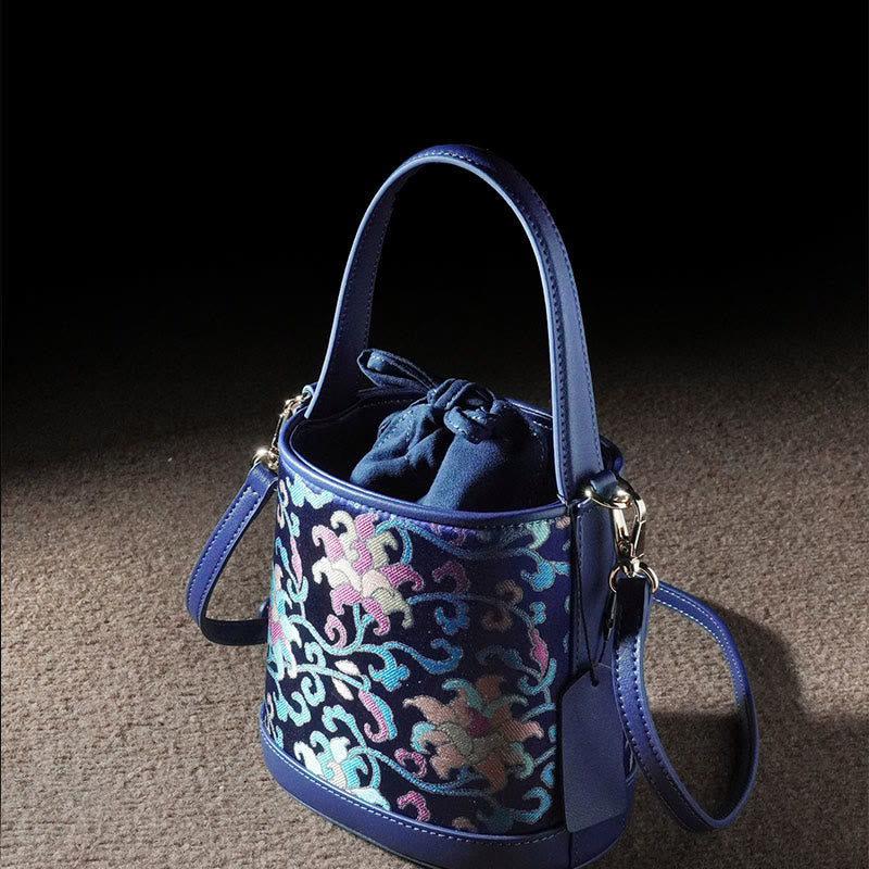 Buddha Stones Retro Lotus Entwined Branches Song Brocade Crossbody Bag Hangbags - image 4