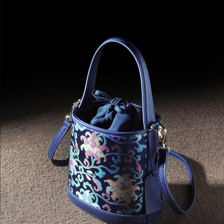 Buddha Stones Retro Lotus Entwined Branches Song Brocade Crossbody Bag Hangbags - image 4