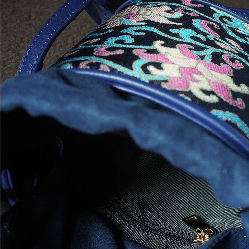 Buddha Stones Retro Lotus Entwined Branches Song Brocade Crossbody Bag Hangbags - image 21