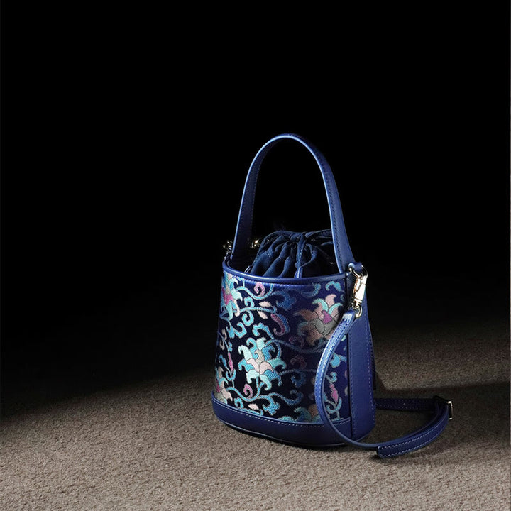 Buddha Stones Retro Lotus Entwined Branches Song Brocade Crossbody Bag Hangbags - image 7
