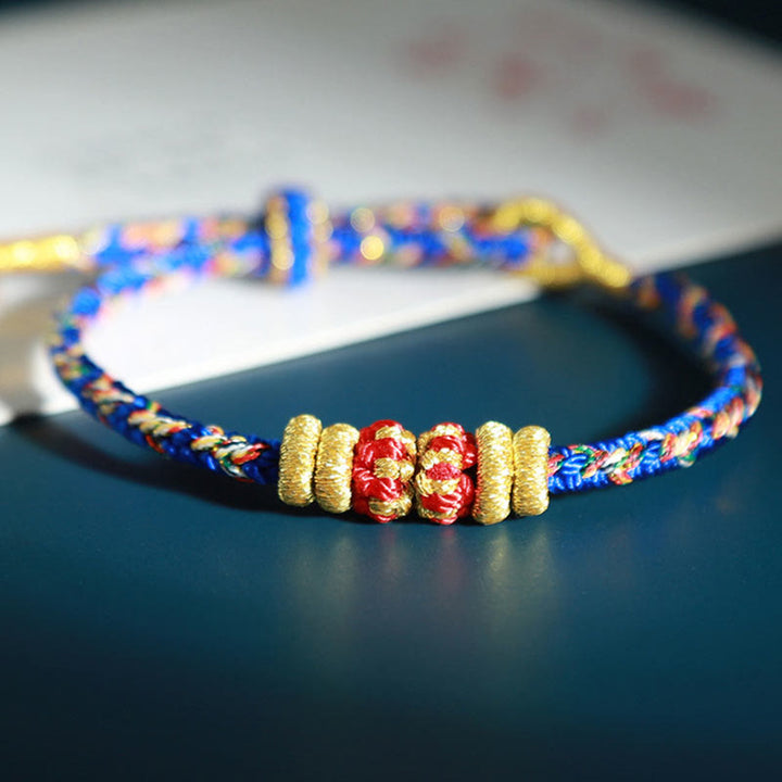 Buddha Stones Chinese Zodiac Natal Buddha Colorful Strings Luck Bracelet - Rat-Thousand-armed Avalokitesvara(Wrist Circumference: 15-18cm) - image 2