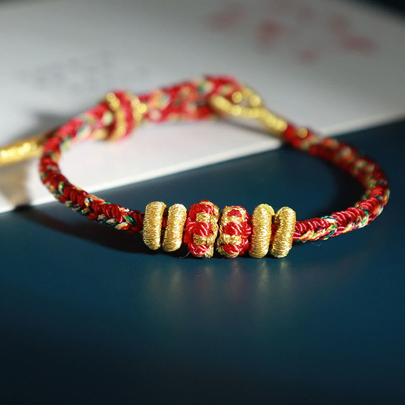 Buddha Stones Chinese Zodiac Colorful Strings Luck Bracelet - Ox Tiger(Wrist Circumference: 15-18cm) - image 3