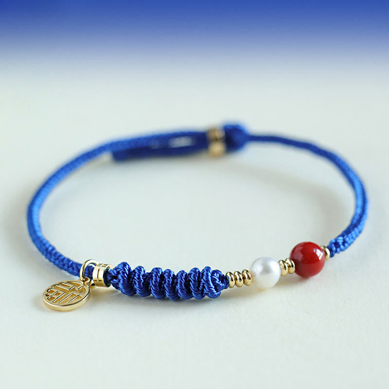 Buddha Stones Klein Blue String South Red Agate Garnet Blue Aventurine Lazurite Copper Butterfly Fu Character Positive Bracelet - Blue String South Red Agate Pearl Fu Character(Wrist Circumference: 15-18cm) - image 11