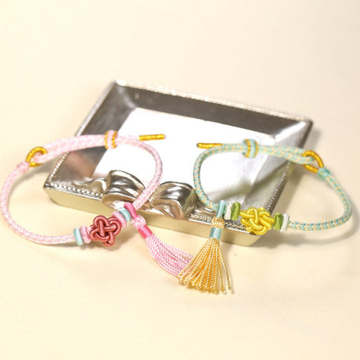 Buddha Stones Colorful String Peach Blossom Knot Tassels Protection Bracelet - image 3