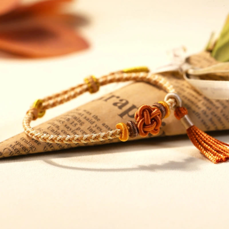 Buddha Stones Colorful String Peach Blossom Knot Tassels Protection Bracelet - image 9